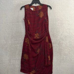 David Warren Womans Tank Dress Red Floral 8 Polyester Sleeveless Zip Vintage
